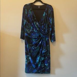 Chaps Floral Faux Wrap Dress SZ XL